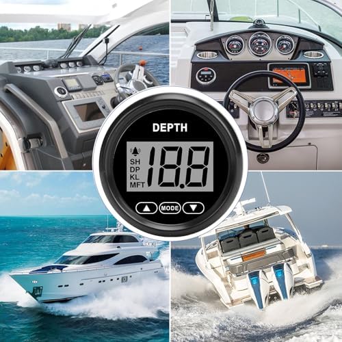 Boat Depth Gauge Alarm LCD Digital Display 52mm 328.08ft Depth Indication Yachts Fishing Vessels - Image 2