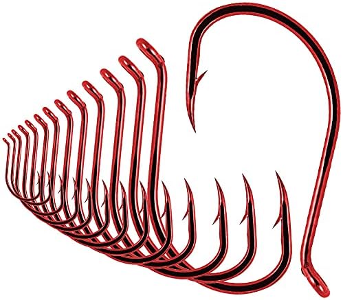 Octopus-Hook-Fishing-Beak-Circle-Hooks-Freshwater-Red-Black-100-50 Pack by XFISHMAN
