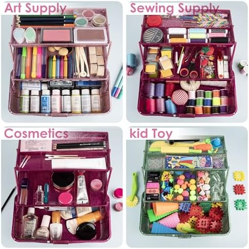 Glitter Purple 3 Layer Craft Storage Box, Purple Tackle Box Organizer - Image 5