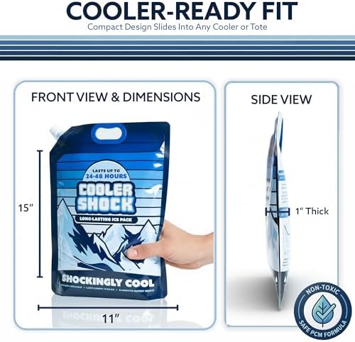 Cooler Shock Reusable Ice Packs for Cooler - Long Lasting Cold Freezer Packs for Coolers and Lunch Boxes - Cooler Ice Packs for Camping Gear, Fishing, Road Trips, Beach Must Haves - Image 3