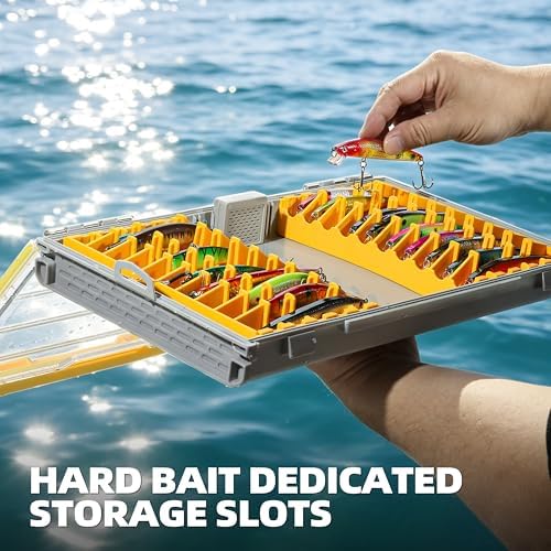 RUNCL 3700 Jerkbait Box, Waterproof Floating Lure Storage Box with Adjustable Dividers, Clear Rust-Proof Utility Tray for Terminal Tackle, Hooks and Sinkers - Image 6