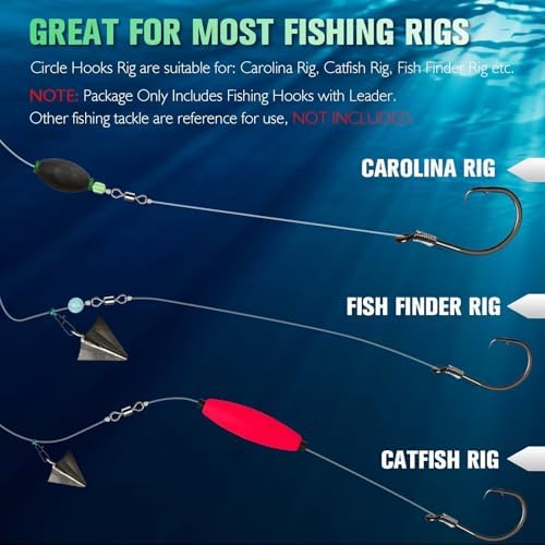 Dovesun 10PCS Pre-Rigged Catfish Rig Circle/Octopus Hooks Rigs for Catfish Offset Circle Fishing Hooks for Saltwater Freshwater 2/0 3/0 4/0 5/0 6/0 7/0 8/0 10/0 - Image 6