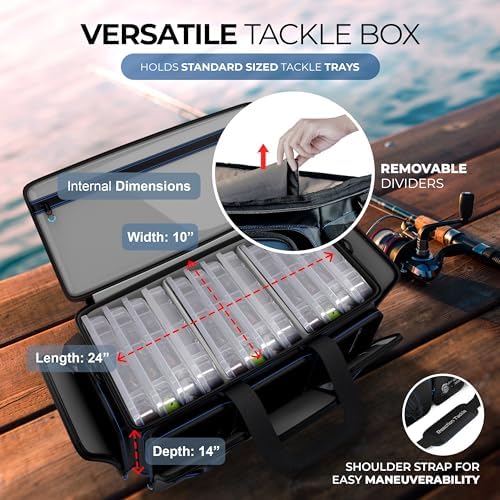 Reaction Tackle Saltwater Fishing Tackle Bags, Water Resistant 1000D PVC Tackle Box Bag with Removable Dividers, Fits 3600 and 3700 Trays, XL - Image 5