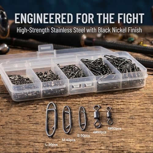 MOBOREST Fishing Swivels Snap Swivels Barrel Swivels with Snaps - Image 2