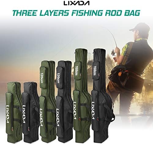 Lixada Fishing Rod Case - 3 Layers Oxford Bag, Portable Folding Carrier for Rods and Reels, Tackle Storage Travel Bag, 90cm/120cm/150cm Optional - Image 6
