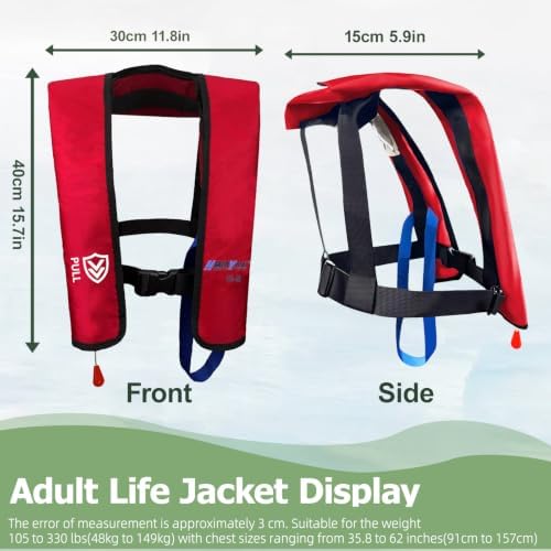 Manual Inflatable Life Jacket for Adults| Supports up to 330 lbs - Image 6