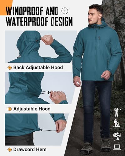 33,000ft Men's Packable Rain Jacket Waterproof Raincoat with Hood - Image 5
