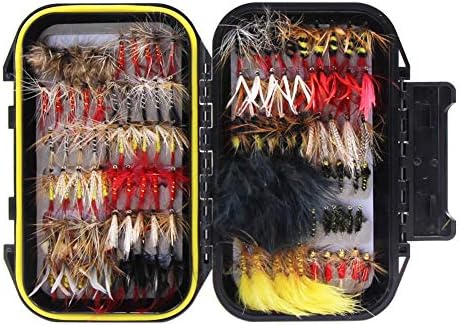 Croch 120pcs Dry/Wet Flies Box Set - Mix Designs Fishing Lure for Bass, Salmon, Trout - Floating/Sinking Assortment with Waterproof Fly Box by Unknown