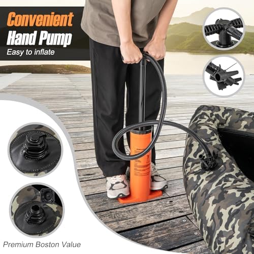 GYMAX Fishing Float Tube, 350LBS Inflatable Belly Boat with Oar, Flippers, Rod Holder, Fish Ruler, Hand Pump & Zipper Storage, Portable Backpack Float Tubes for Fishing - Image 5