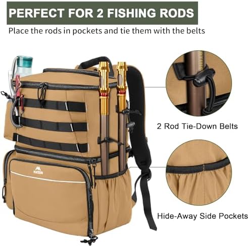 MATEIN Fishing Backpack, Tackle Storage Bag with Rod Holders & Cooler - Image 4