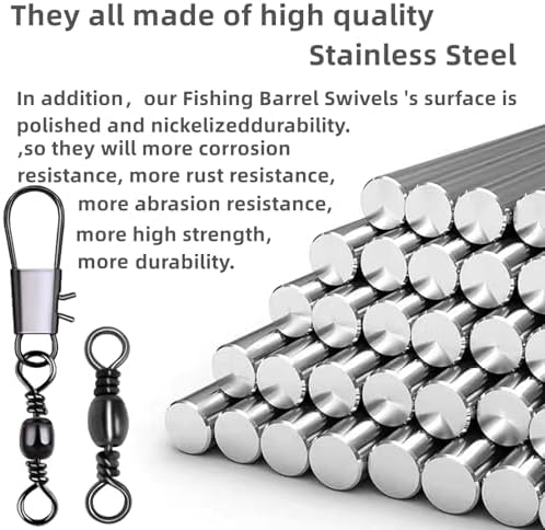 260Pcs/Box with Stainless Steel Fishing Barrel Swivels 150Pcs /Barrel Swivels with Snaps 110Pcs Mix,High Strength Connector for Quick Change Fishing Lure or Line Tackle Saltwater Freshwater - Image 4