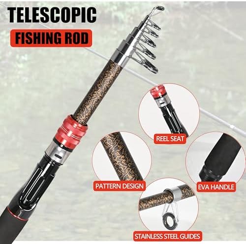 Fishing Pole Combo Set 6.9ft Telescopic Fishing Rod and Reel Combo with Fishing Pliers and Lip Gripper - Image 3