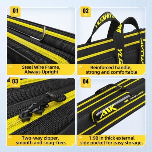 Fishing Rod Case, Double Layer Fishing Pole Bag with Straight Wire Frame, 1680D Durable Tackle Organizer & Travel Carrier for Telescopic Rods (Double Layer-Straight Wire Bag, 31 in / 80cm) - Image 3