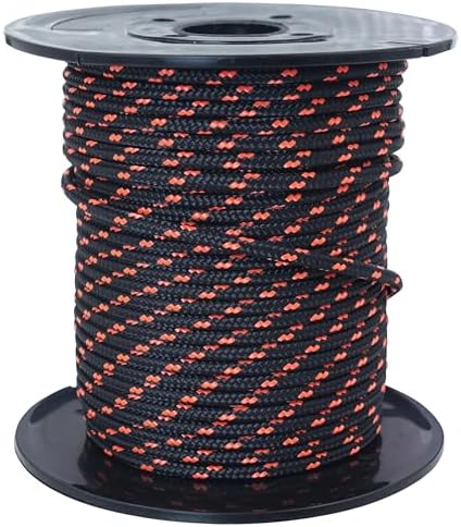 GM CLIMBING Black 3mm Accessory Cord 400LBS Double Braided Durable Pull Cord Tent Tarp Hammock Guyline for Rigging Backpacking Survival Mountaineering 100Ft Roll by GMCLIMBING