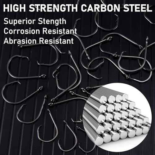 Dr.Fish 50 Pack in-line Circle Hooks Straight Shank Octopus Hooks - Image 7
