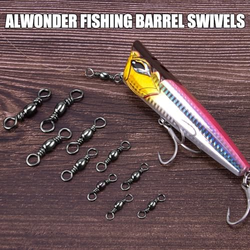 Alwonder 100-Pack Fishing Barrel Swivels, High Strength Stainless Solid Ring Brass Barrel Swivel with Black Nickel Coating, Rolling Fishing Swivels Tackle Line Connector Saltwater Freshwater - Image 6
