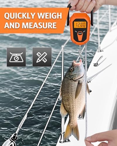 Digital Fishing Scale with Lip Gripper & Tape Measure, 110lb/50kg Waterproof Fish Weight Scale with LCD Display, Hanging Fish Weigher for Bass Fishing & Boat, Perfect Fishing Gifts for Men - Image 3