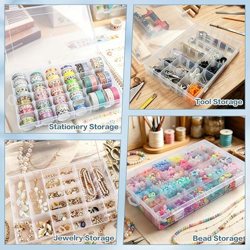 DILIBRA 2 Pack 36 Grids Large Plastic Organizer Box with Adjustable Divider - Image 5