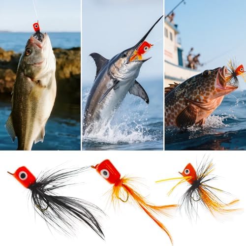 Fly Fishing Poppers Dry Flies Topwater Lures Bass Trout Kit Pro XL - Image 6