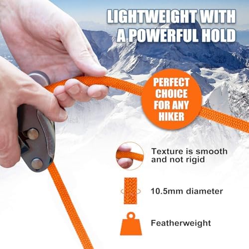 X XBEN Outdoor Climbing Rope 10M(32ft) 20M(64ft) 30M(96ft) 50M(160ft) 70M(230ft) 152M(500FT) 352M(1000FT) Static Rock Climbing Rope for Escape Rope Ice Climbing Equipment Fire Rescue Parachute - Image 5
