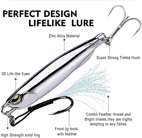 5pcs Sea Fishing Lure Jigging Spoons, Metal Sea Fishing Spinner Lure Tackle Set, Jigging Lures Metal Jigs Jigs Spoon Jig Lures for Bass Tuna Pike Salmon Trout - Image 3