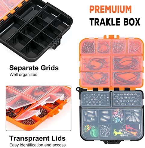 PLUSINNO 253/387pcs Fishing Gear Accessories Kit, Fishing Tackle Box with Tackle Included, Fishing Hooks, Fishing Weights Sinkers, Spinner Blade, Fishing Equipment for Bass Trout Bluegill Crappie - Image 4