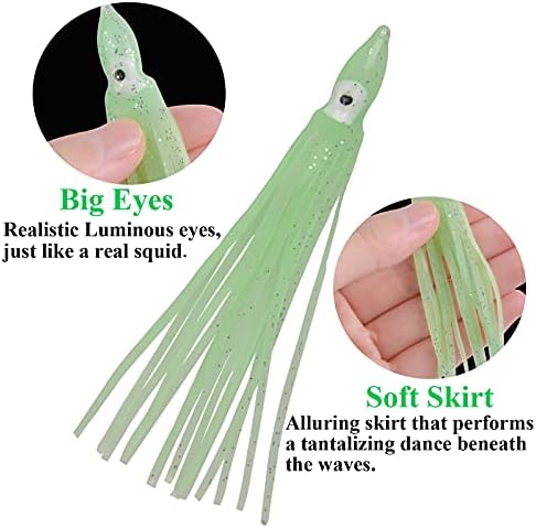 Fishing Squid Skirts Lures Octopus Skirts Trolling Lures Soft Plastic Fishing Tackle Squid Bait for Saltwater Bass Salmon Trout - Image 4