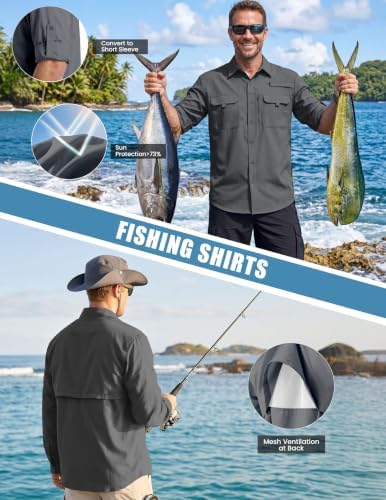 WULFUL Men's Sun Protection Fishing Shirts UPF 50+ Lightweight Quick Dry Cooling Long Sleeve Shirts for Work Hiking Safari - Image 3