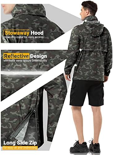 Outdoor Ventures Men's Rain Jacket Waterproof Lightweight Packable Pullover - Image 4
