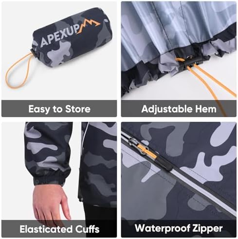 APEXUP Packable Rain Jacket Men Waterproof Lightweight Raincoat with Hood - Image 5