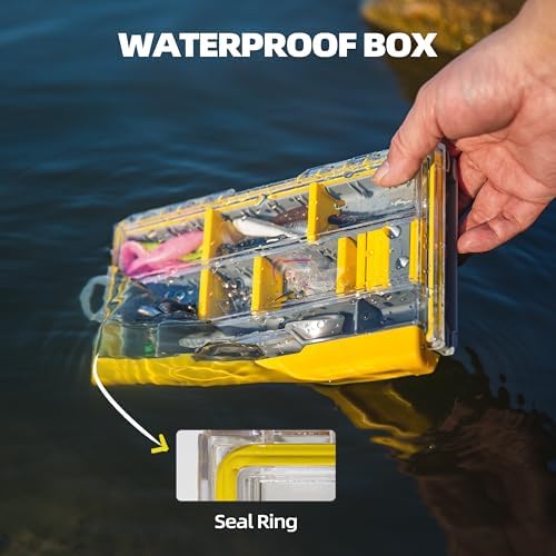RUNCL 3500 Standard Fishing Tackle Box, Waterproof Floating Lure Storage Box with Adjustable Dividers, Clear Rust-Proof Utility Tray for Terminal Tackle, Hooks and Sinkers - Image 3