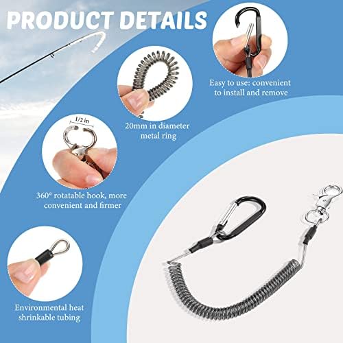 Woanger Coiled Lanyard for Tools Steel Wire Retractable,Black - Image 3