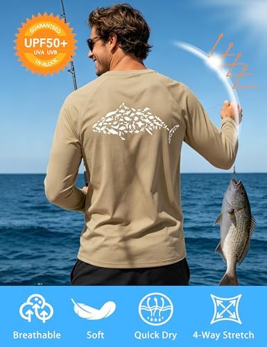 Men's Fishing Shirt Long Sleeve, UPF50+ UV Protection Sun Shirts, Quick Dry Graphic T Shirt for Running Hiking - Image 4