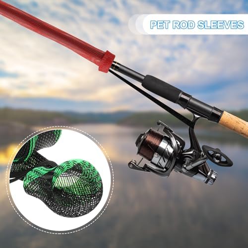 PATIKIL Rod Sock, Fishing Rod Sleeve Cover Braided Mesh Pole Protector Gloves Fishing Tools Pointed End for Spinning Fishing Rod Fly Rod Ice Rod Casting Rod - Image 5
