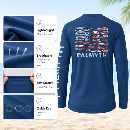 Palmyth Fishing Shirts for Men Long Sleeve UPF 50+ T Shirt Sun Protection - Image 4