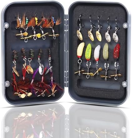 25-Piece Fly Fishing Flies Set with Propeller Blades, Includes Dry Flies, Wet Flies, Nymphs and Streamers, Comes with Fly Box, Ideal for Trout and Salmon - Image 3