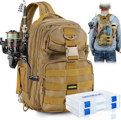 PLUSINNO Fishing Backpack Tackle Bag, Water-Resistant Backpack with Rod Holder, Ideal Gifts for Men by PLUSINNO