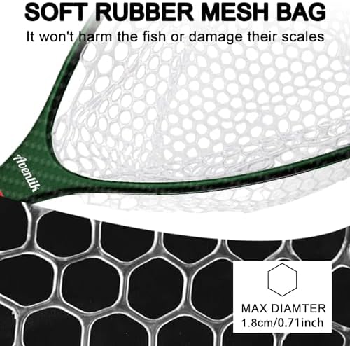 Aventik Fly Floating Fishing Net Carbon Fiber Landing Trout Net Light Weight Clear Rubber Ghost Net Catch & Release - Image 3