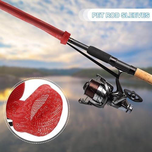 PATIKIL Rod Sock, Fishing Rod Sleeve Cover Braided Mesh Pole Protector Gloves Fishing Tools Pointed End for Spinning Fishing Rod Fly Rod Ice Rod Casting Rod - Image 5