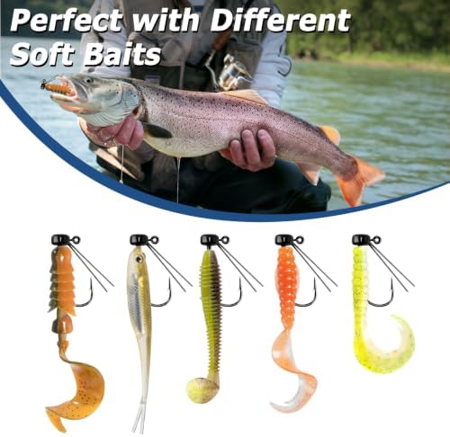 Dr.Fish 10 Pack Ned Rig Jig Heads, Weedless Mushroom Jig Heads Bass Fishing Hooks for Soft Lures Swimbaits Worms Freshwater - Image 6