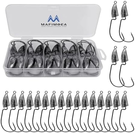 MAFIMOEA Bullet Jig Heads Weighted Texas Rig Hooks Swimbait Hooks Bass Crappie Walleye Trout Fishing Weedless Swimbait Jig Heads Saltwater Freshwater by MAFIMOEA