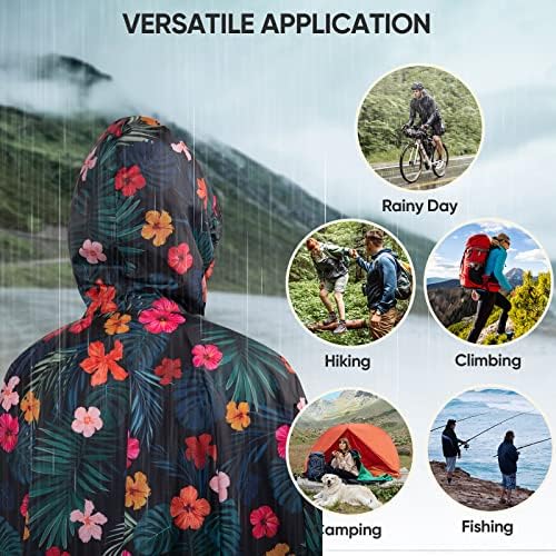 PTEROMY Hooded Rain Poncho for Adults, Reusable Waterproof Raincoat - Image 6