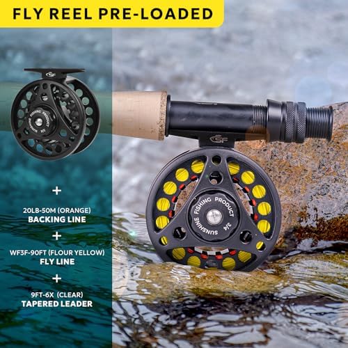 SF Fly Fishing Rod Combo Starter Kit Semi Gloss Green Jade Finish 24T Carbon Fiber Trout Travel Fly Rod with Reel,Fly Rod case,Fly Box , Flies,Tapered Leader,Knot Tying Tools - Image 3