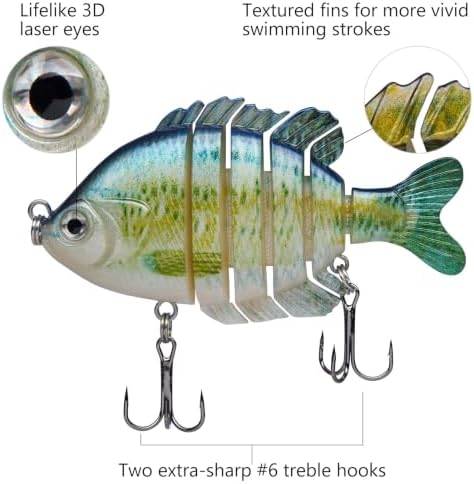 BASSDASH SwimPanfish Multi Jointed Bluegill Bass Fishing Lure Swimbaits - Image 4