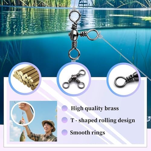 Natufish 3 Way Swivels 25/50Pcs T-Turn Connector for Saltwater - Image 4