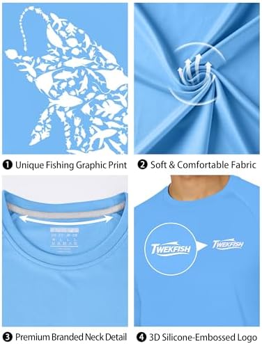 Men's Fishing Shirt Long Sleeve, UPF50+ UV Protection Sun Shirts, Quick Dry Graphic T Shirt for Running Hiking - Image 5