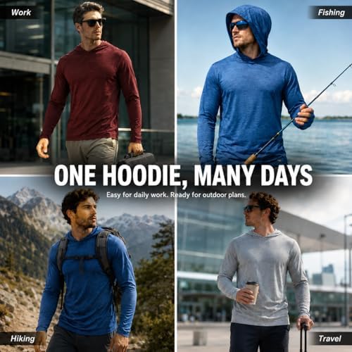 OYGSieg 4 Pack Men's Sun Hoodies UPF50+ Fishing Shirts Athletic Rash Guard - Image 2