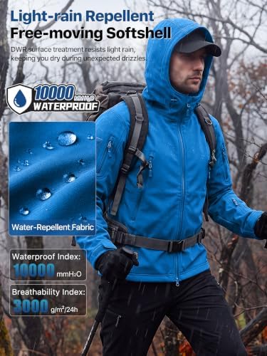 FREE SOLDIER Men's Hooded Waterproof Softshell Jacket - Image 3