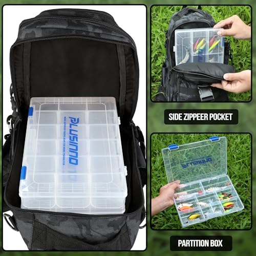PLUSINNO Fishing Backpack, Fishing gear,Tackle Bag, Water-Resistant Bag with Rod Holder, Ideal Gifts for Men - Image 5
