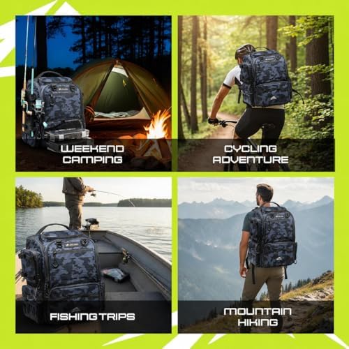 Waterproof Fishing Backpack with Tackle Boxes, Rod Holder & Foldable Net - 40L Fishing Tackle Bag with Trays Included, Extra Storage Gear and Equipment, Rain Cover, Fisherman Gift for Men - Image 6